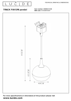 TRACK FAVORI Hanglamp - 1-fase Railsysteem / Railverlichting - 1xGU10 - Zwart (Uitbreiding)*Lucide Best Sale