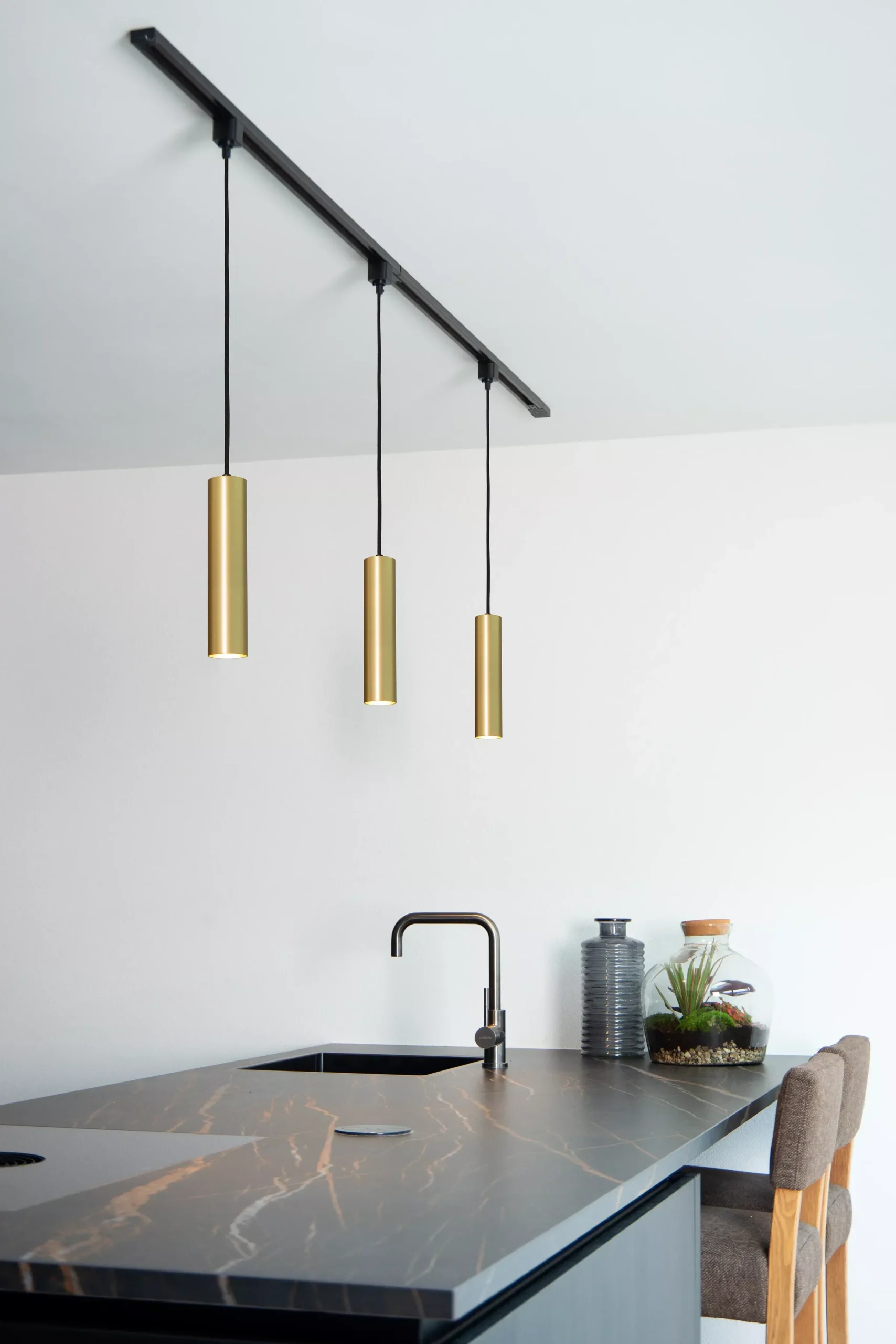 TRACK FLORIS Hanglamp - 1-fase Railsysteem / Railverlichting - 1xGU10 - Mat Goud / Messing (Uitbreiding)*Lucide Cheap
