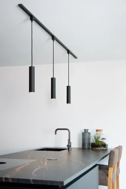 TRACK FLORIS Hanglamp - 1-fase Railsysteem / Railverlichting - 1xGU10 - Zwart (Uitbreiding)*Lucide Cheap