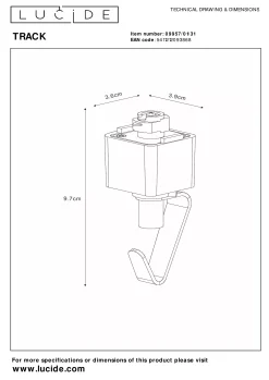 TRACK Hanglampadapter - 1-fase Railsysteem / Railverlichting - Wit (Uitbreiding)*Lucide Hot