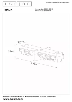 TRACK I-koppelstuk - 1-fase Railsysteem / Railverlichting - Zwart (Uitbreiding)*Lucide Hot