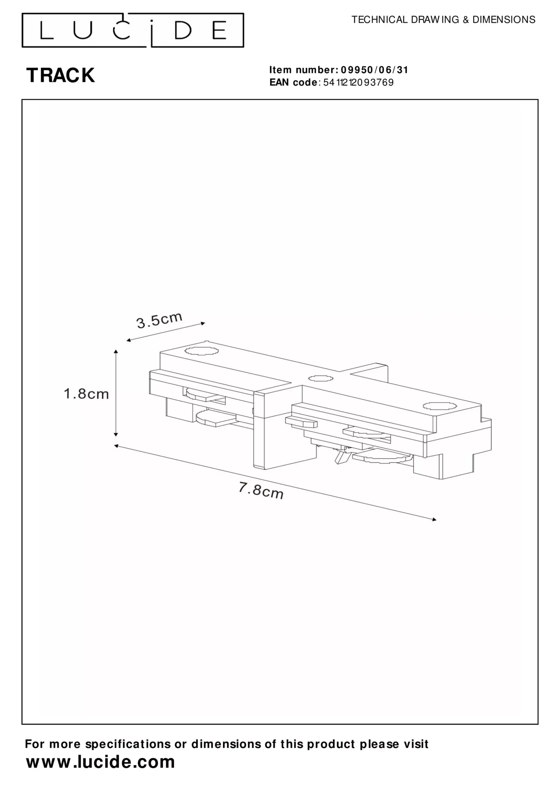 TRACK I-koppelstuk - 1-fase Railsysteem / Railverlichting - Wit (Uitbreiding)*Lucide Sale