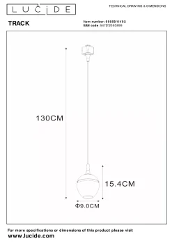 TRACK PRESTON Hanglamp - 1-fase Railsysteem / Railverlichting - 1xGU10 - Mat Goud / Messing (Uitbreiding)*Lucide Best