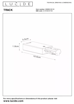 TRACK Startvoeding - 1-fase Railsysteem / Railverlichting - Enkel - Wit (Uitbreiding)*Lucide Shop