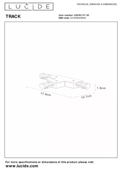 TRACK T-koppelstuk - 1-fase Railsysteem / Railverlichting - Zwart (Uitbreiding)*Lucide Cheap