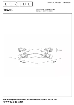 TRACK X-koppelstuk - 1-fase Railsysteem / Railverlichting - Zwart (Uitbreiding)*Lucide New