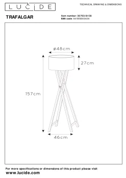 TRAFALGAR - Vloerlamp - 1xE27 - Zwart*Lucide Store
