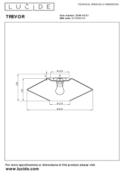 TREVOR - Plafonnière - Ø 42 cm - 1xE27 - Opaal*Lucide Cheap