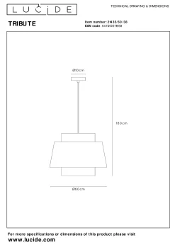 TRIBUTE - Hanglamp - Ø 60 cm - 1xE27 - Beige*Lucide Discount