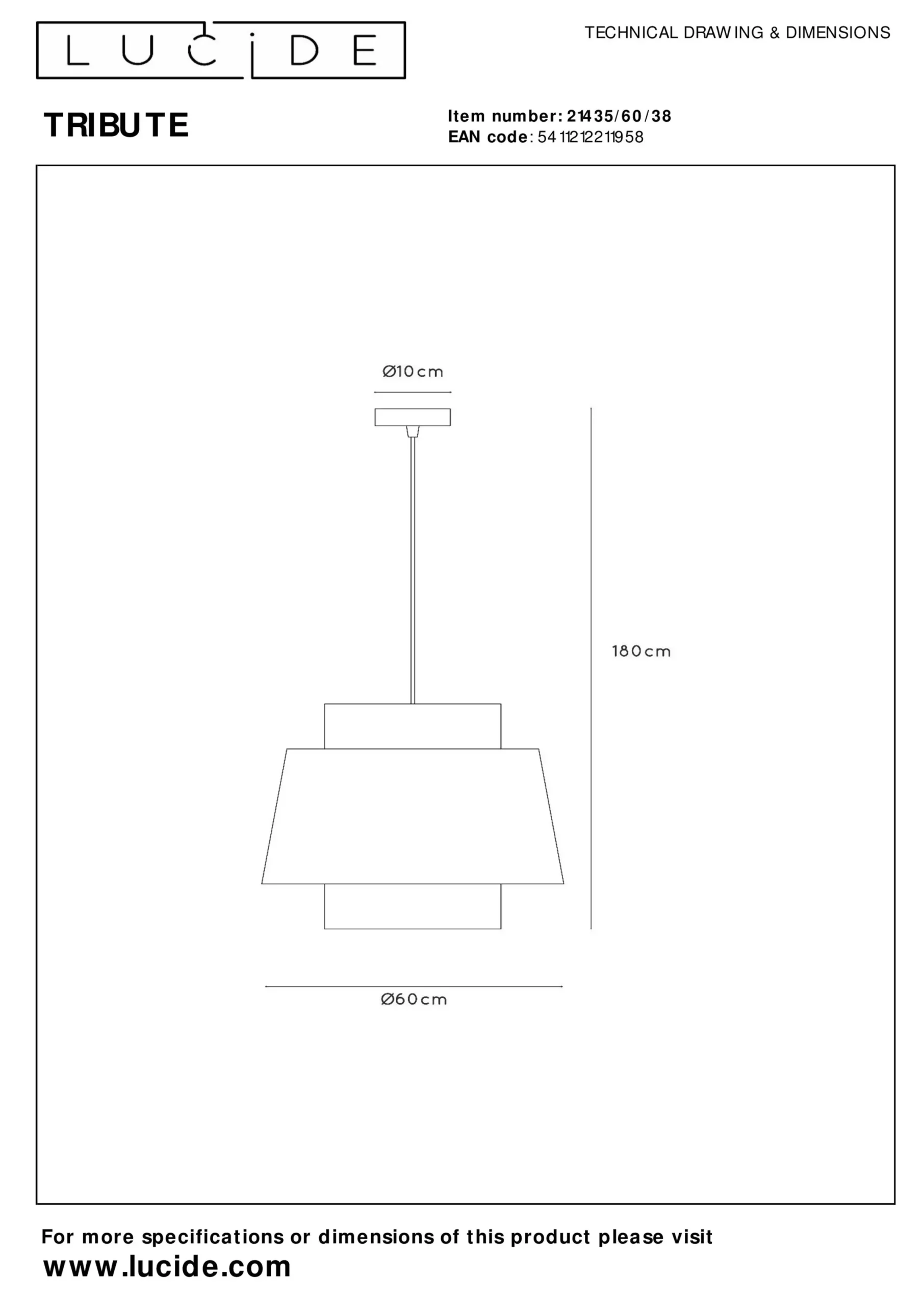 TRIBUTE - Hanglamp - Ø 60 cm - 1xE27 - Beige*Lucide Discount