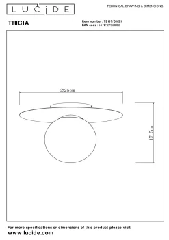 TRICIA - Plafonnière - Ø 25 cm - 1xE27 - Wit*Lucide Store
