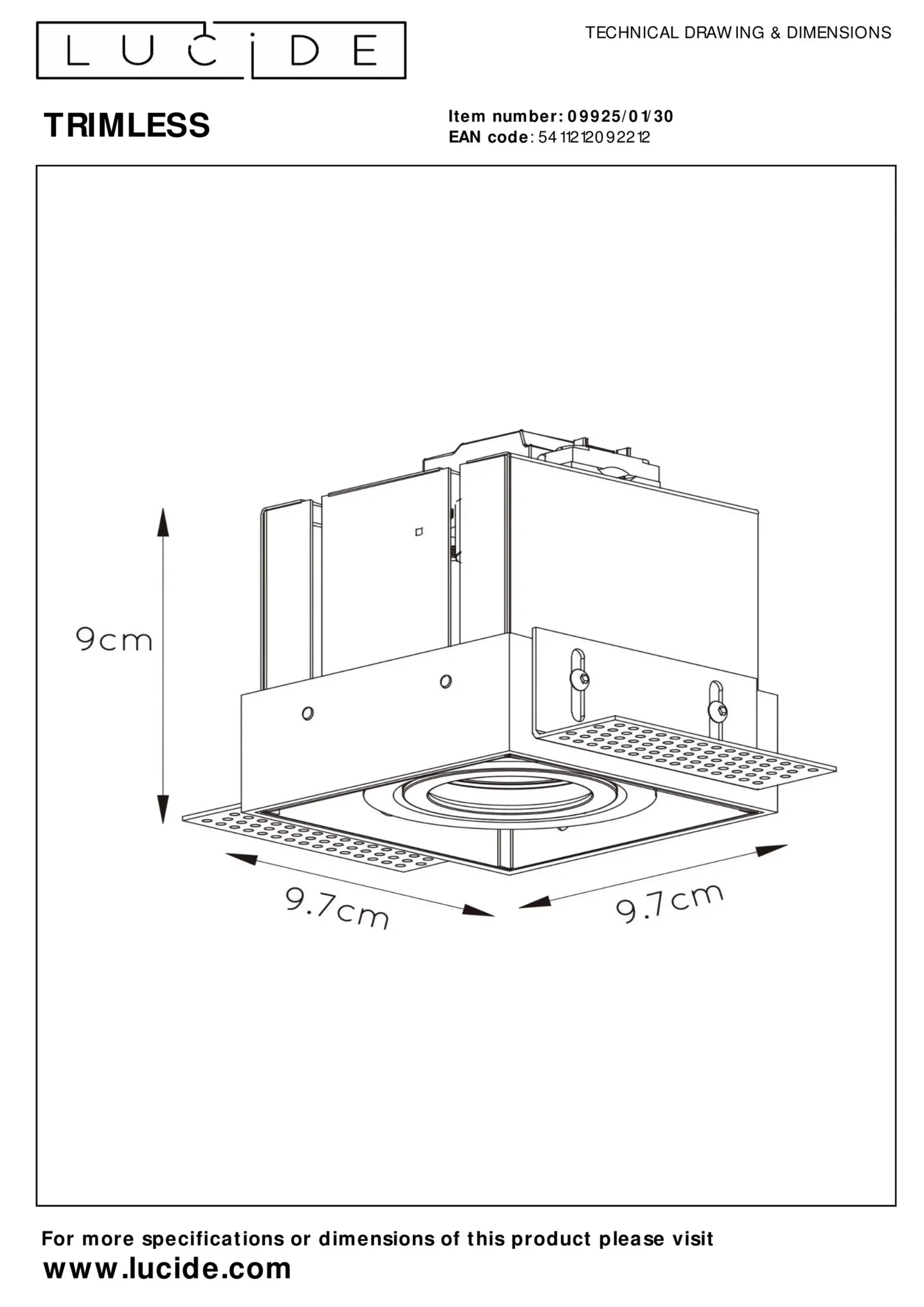 TRIMLESS - Inbouwspot - 1xGU10 - Zwart*Lucide Sale
