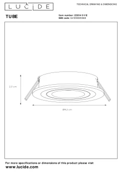 TUBE - Inbouwspot - Ø 9,2 cm - 1xGU10 - Mat chroom*Lucide Sale