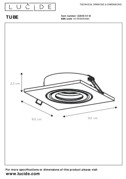 TUBE - Inbouwspot - 1xGU10 - Mat chroom*Lucide Online