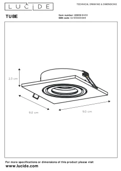 TUBE - Inbouwspot - 1xGU10 - Wit*Lucide Best