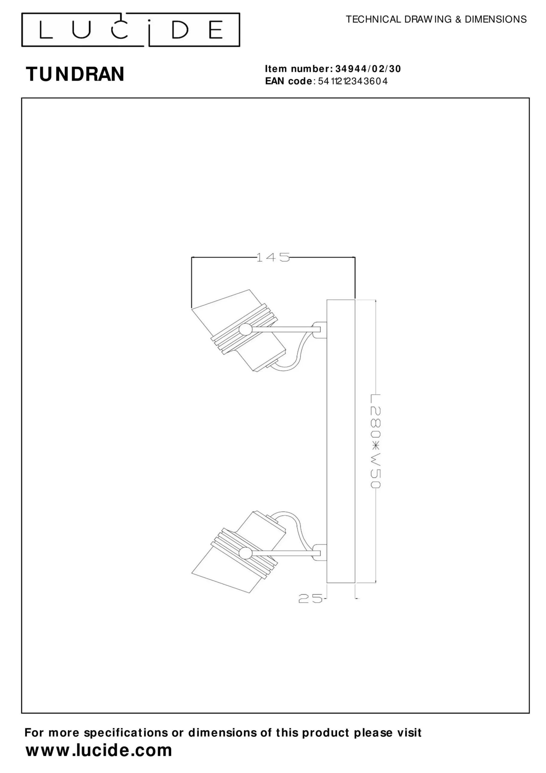 TUNDRAN - Plafondspot - 2xGU10 - Zwart*Lucide Discount