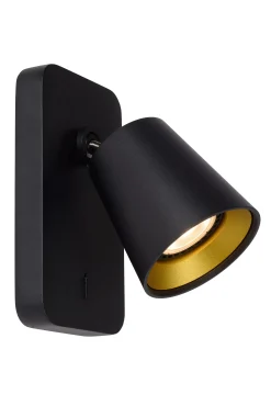 TURNON - Bedlamp / Wandlamp - LED Dim to warm - GU10 - 1x5W 2200K/3000K - Zwart*Lucide New