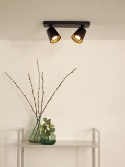 TURNON - Plafondspot - LED Dim to warm - GU10 - 2x5W 2200K/3000K - Zwart*Lucide Flash Sale