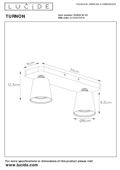 TURNON - Plafondspot - LED Dim to warm - GU10 - 2x5W 2200K/3000K - Zwart*Lucide Flash Sale