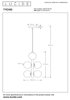 TYCHO - Hanglamp - Ø 25,5 cm - 6xG9 - Mat Goud / Messing*Lucide Sale