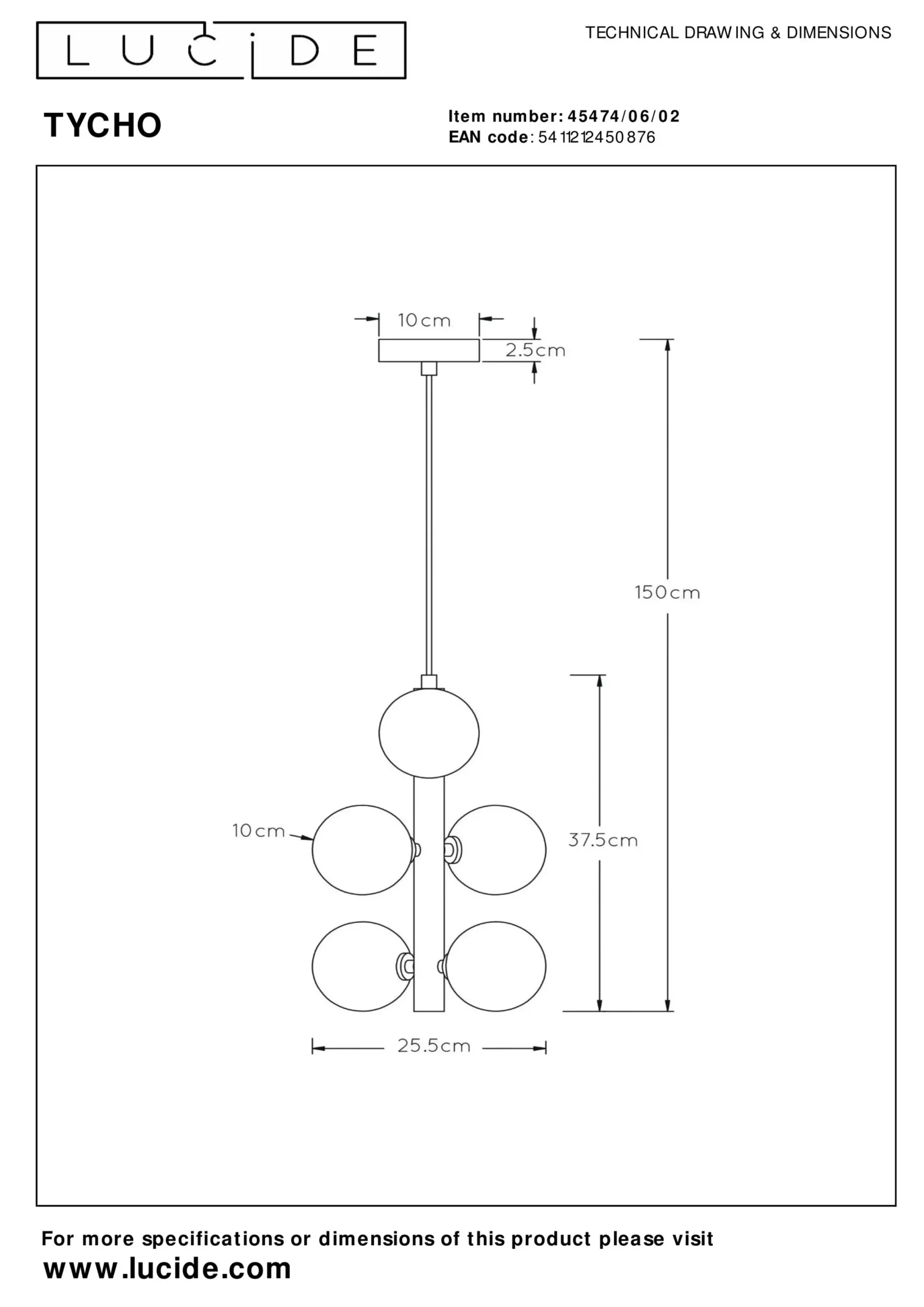 TYCHO - Hanglamp - Ø 25,5 cm - 6xG9 - Mat Goud / Messing*Lucide Sale