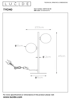 TYCHO - Tafellamp - 2xG9 - Zwart*Lucide Hot