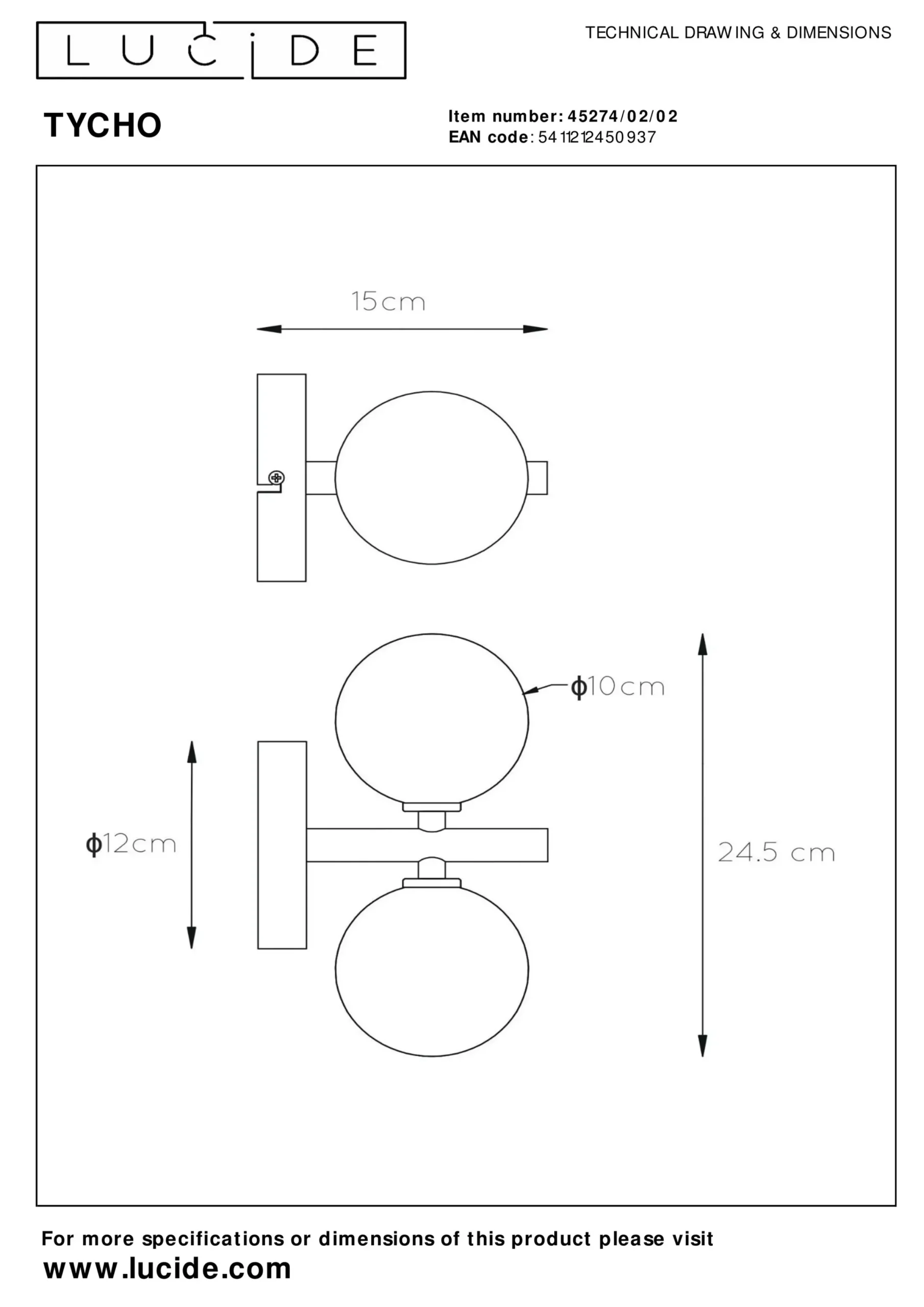 TYCHO - Wandlamp - 2xG9 - Mat Goud / Messing*Lucide Discount