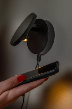 UFOR - Wandlamp - Ø 12 cm - LED Dim to warm - 1800K/3000K - Zwart*Lucide Store