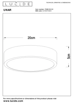 UNAR - Plafonnière - Ø 20 cm - LED 3 StepDim - 1x12W 2700K - Mat Goud / Messing*Lucide Cheap