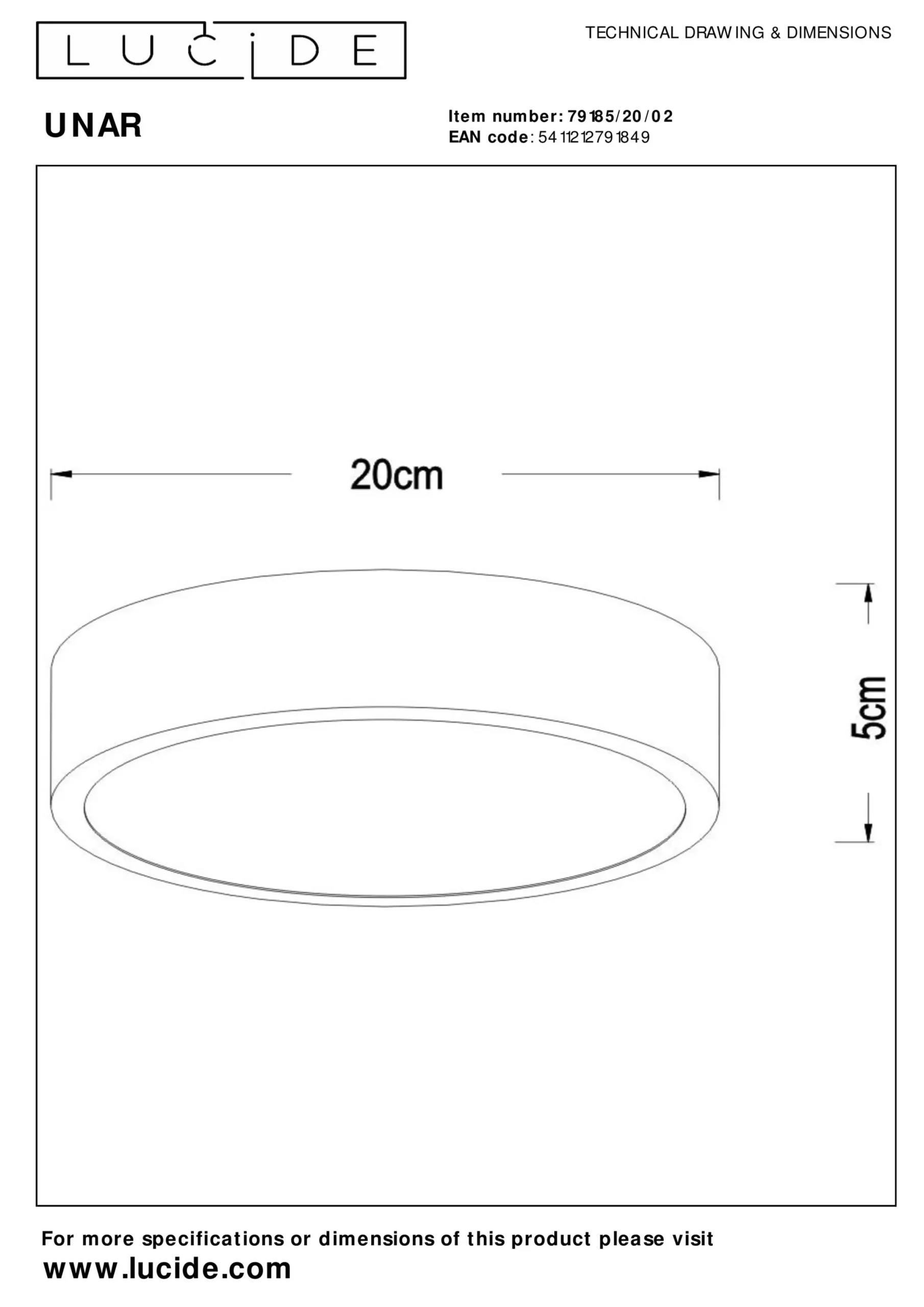 UNAR - Plafonnière - Ø 20 cm - LED 3 StepDim - 1x12W 2700K - Mat Goud / Messing*Lucide Cheap