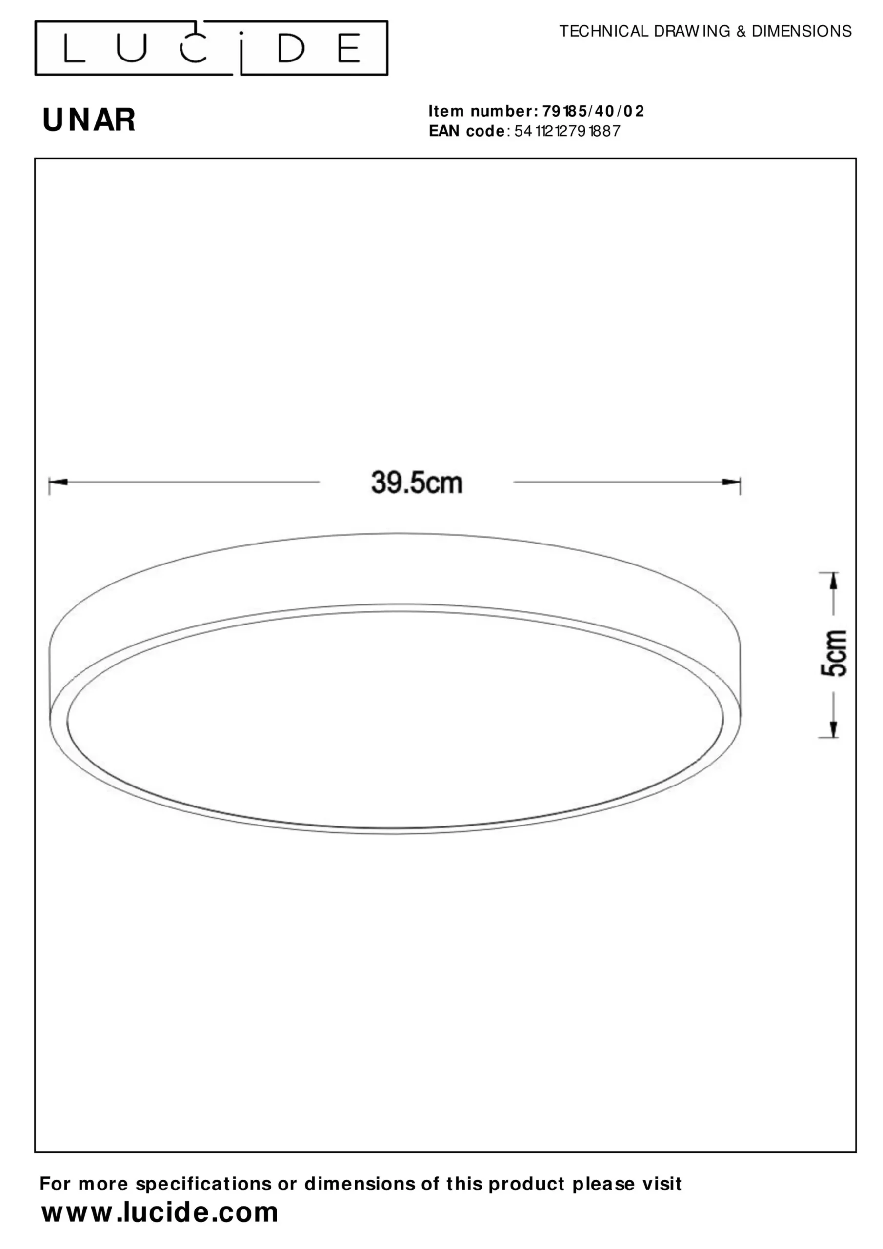 UNAR - Plafonnière - Ø 39,5 cm - LED 3 StepDim - 1x24W 2700K - Mat Goud / Messing*Lucide Outlet