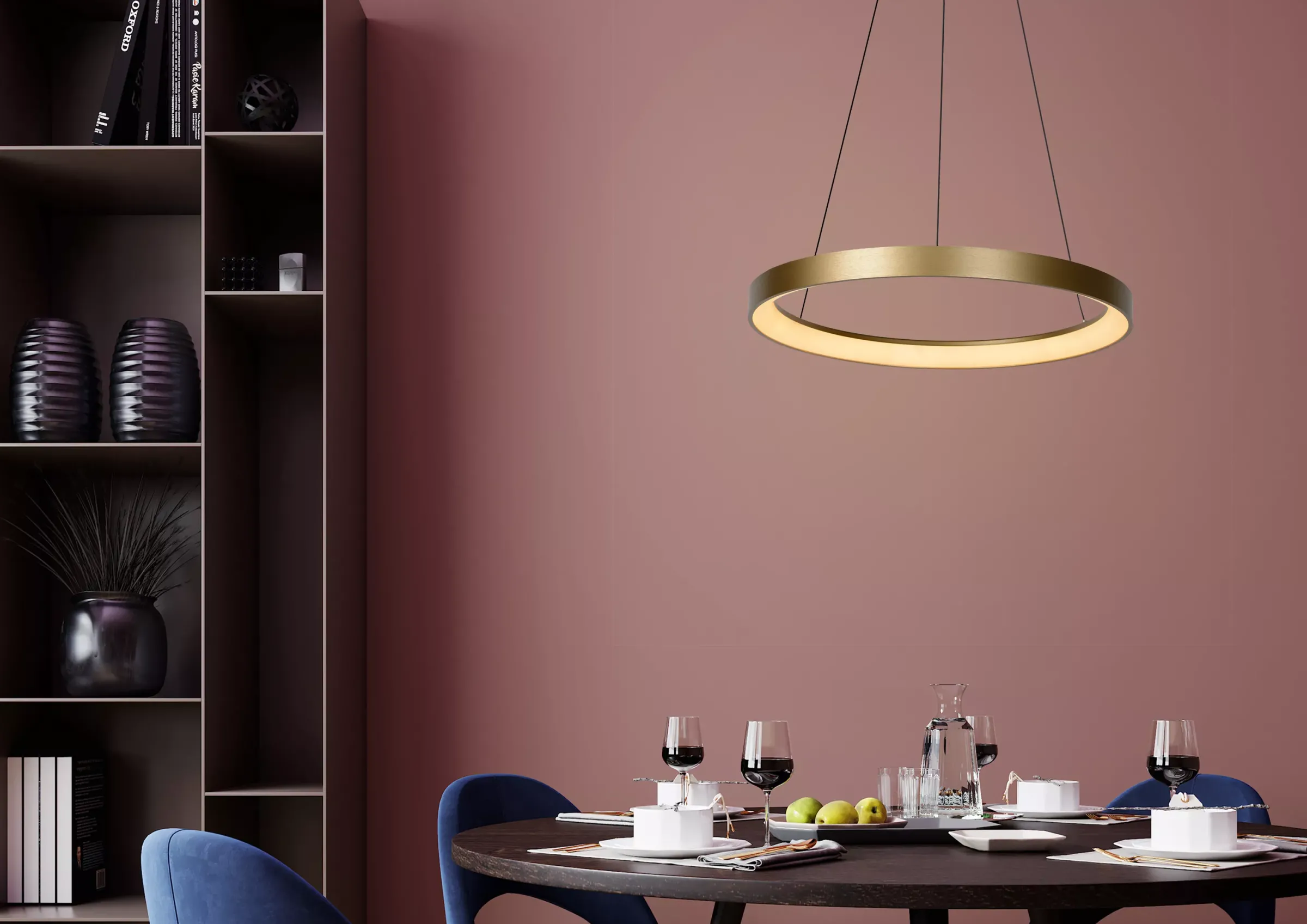 VIDAL - Hanglamp - Ø 58 cm - LED Dimb. - 1x48W 2700K - Mat Goud / Messing*Lucide Discount