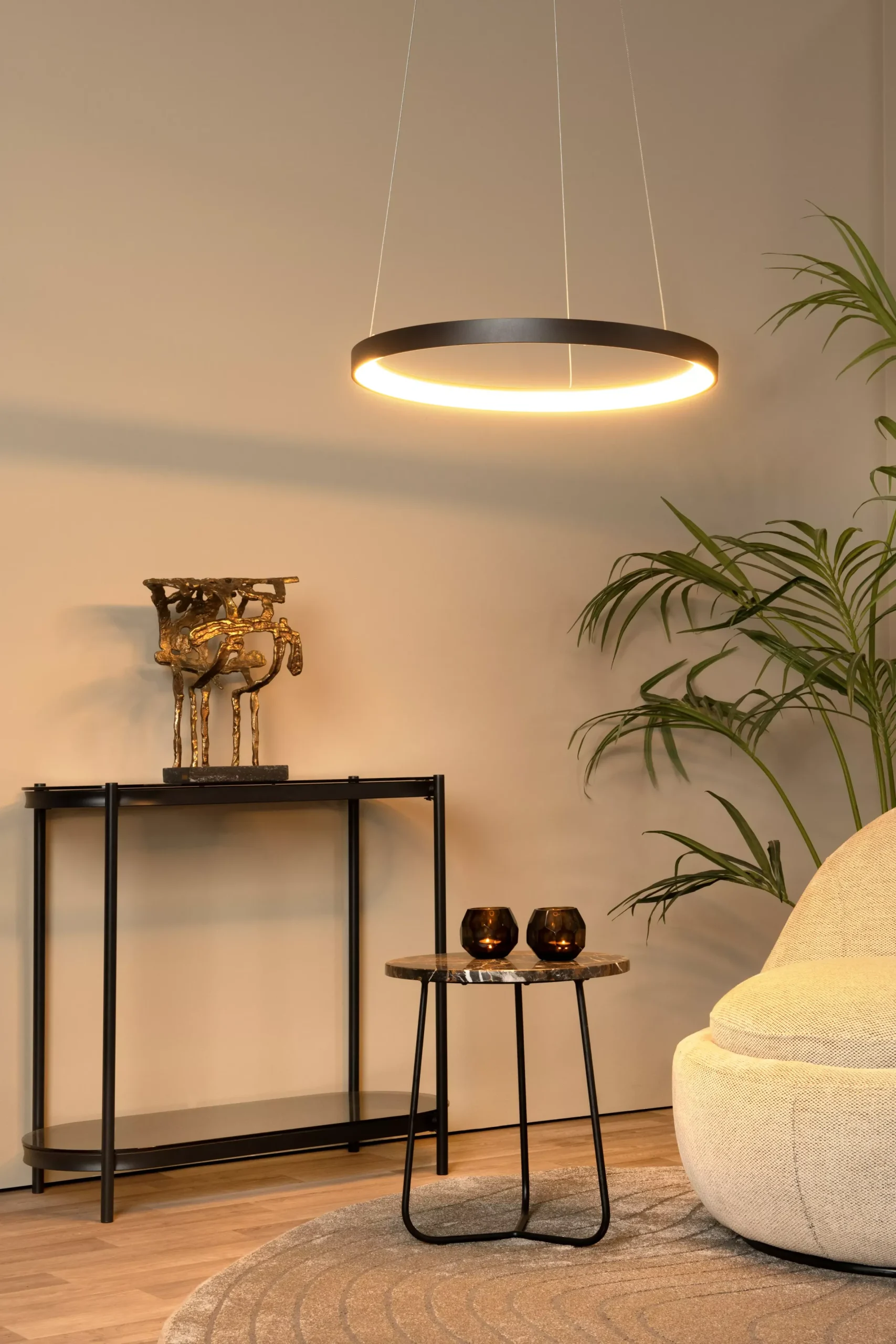 VIDAL - Hanglamp - Ø 58 cm - LED Dimb. - 1x48W 2700K - Zwart*Lucide Online