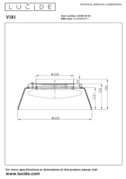VIXI - Plafonnière - Ø 35 cm - LED Dimb. - 1x17,6W 2900K - Fumé*Lucide Store