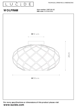 WOLFRAM - Plafonnière - Ø 30 cm - 1xE27 - Mat Goud / Messing*Lucide Cheap