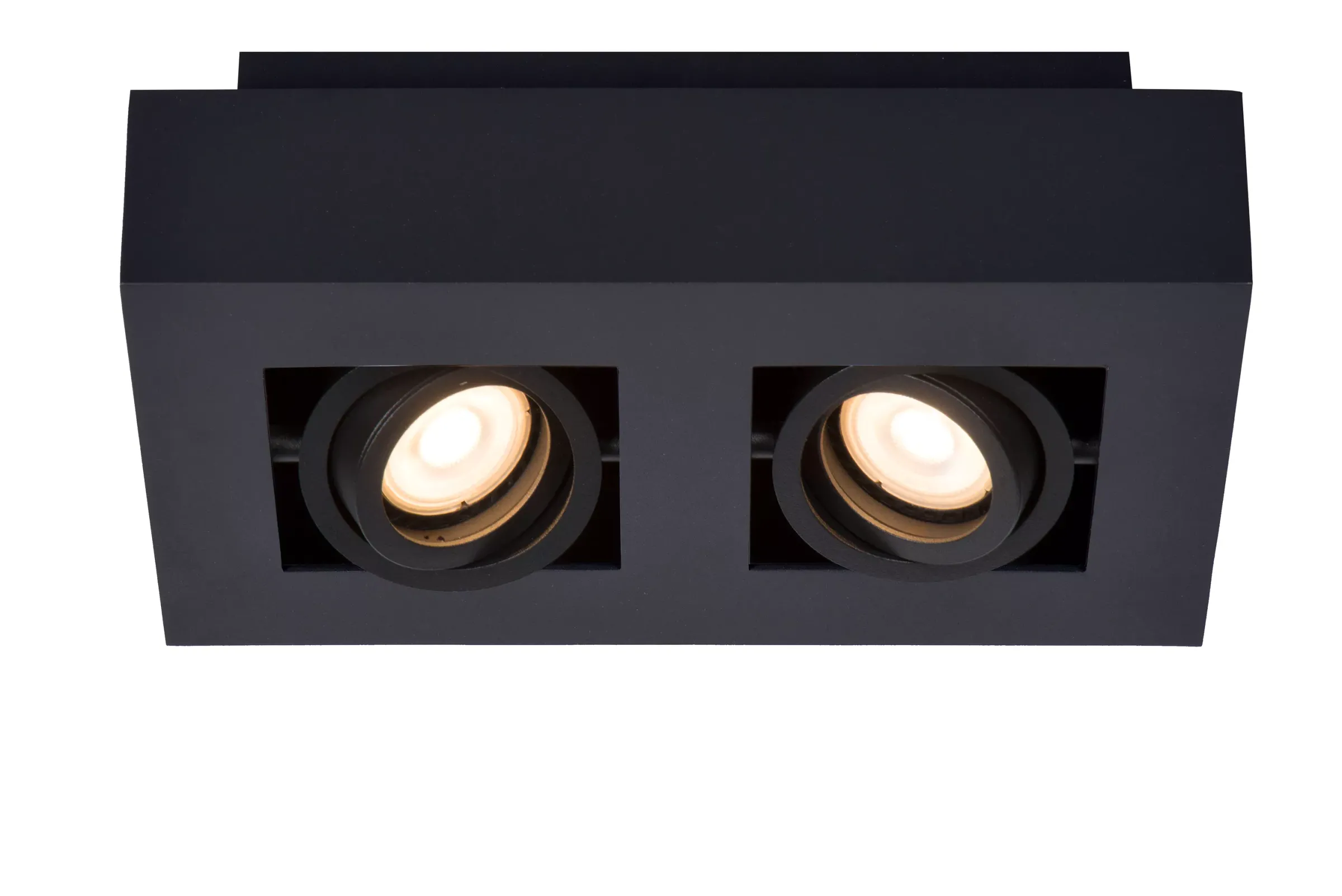 XIRAX - Plafondspot - LED Dim to warm - GU10 - 2x5W 2200K/3000K - Zwart*Lucide Clearance