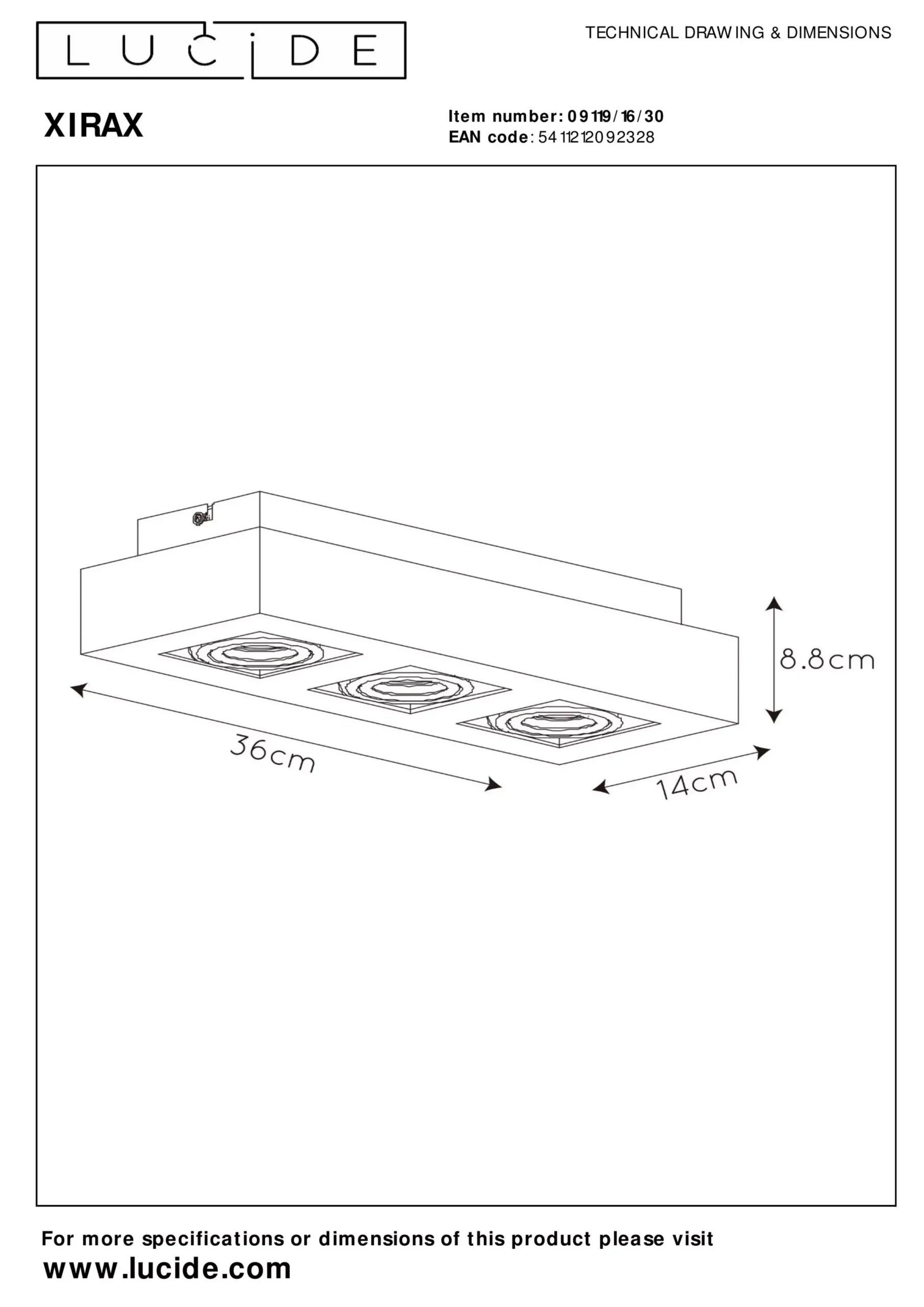 XIRAX - Plafondspot - LED Dim to warm - GU10 - 3x5W 2200K/3000K - Zwart*Lucide Fashion