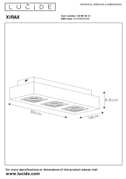 XIRAX - Plafondspot - LED Dim to warm - GU10 - 3x5W 2200K/3000K - Wit*Lucide Flash Sale