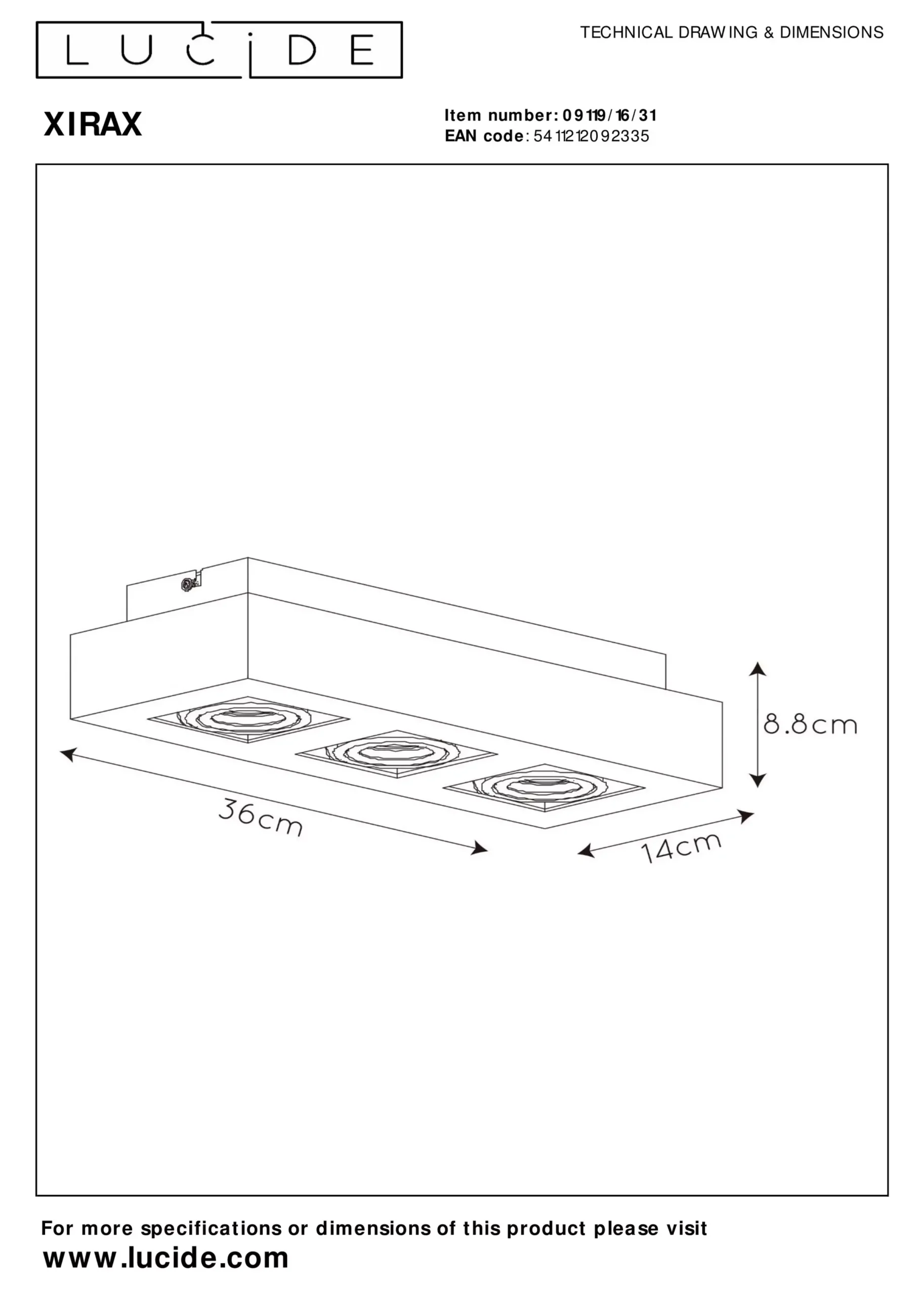 XIRAX - Plafondspot - LED Dim to warm - GU10 - 3x5W 2200K/3000K - Wit*Lucide Flash Sale
