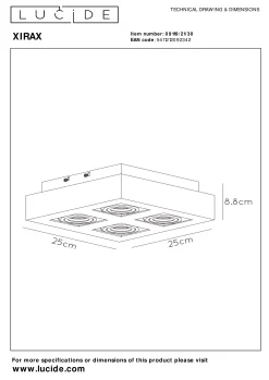 XIRAX - Plafondspot - LED Dim to warm - GU10 - 4x5W 2200K/3000K - Zwart*Lucide Cheap