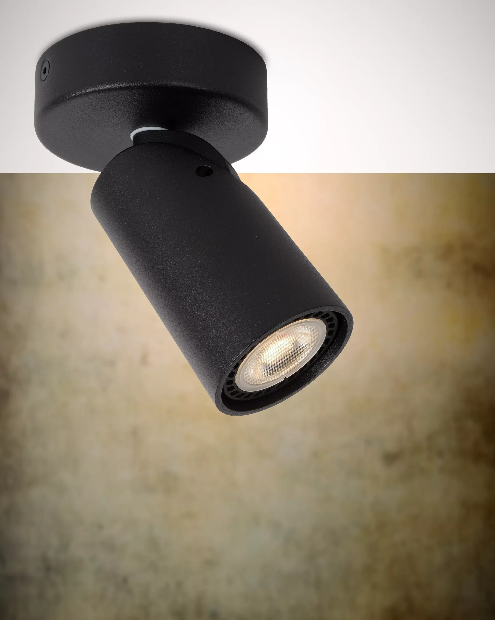 XYRUS - Plafondspot - Ø 9 cm - LED Dim to warm - GU10 - 1x5W 2200K/3000K - Zwart*Lucide Hot