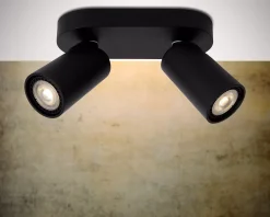 XYRUS - Plafondspot - LED Dim to warm - GU10 - 2x5W 2200K/3000K - Zwart*Lucide Best