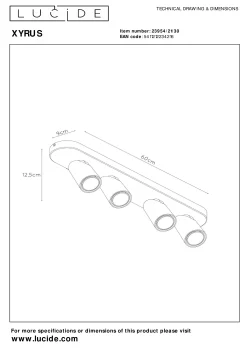 XYRUS - Plafondspot - LED Dim to warm - GU10 - 4x5W 2200K/3000K - Zwart*Lucide New