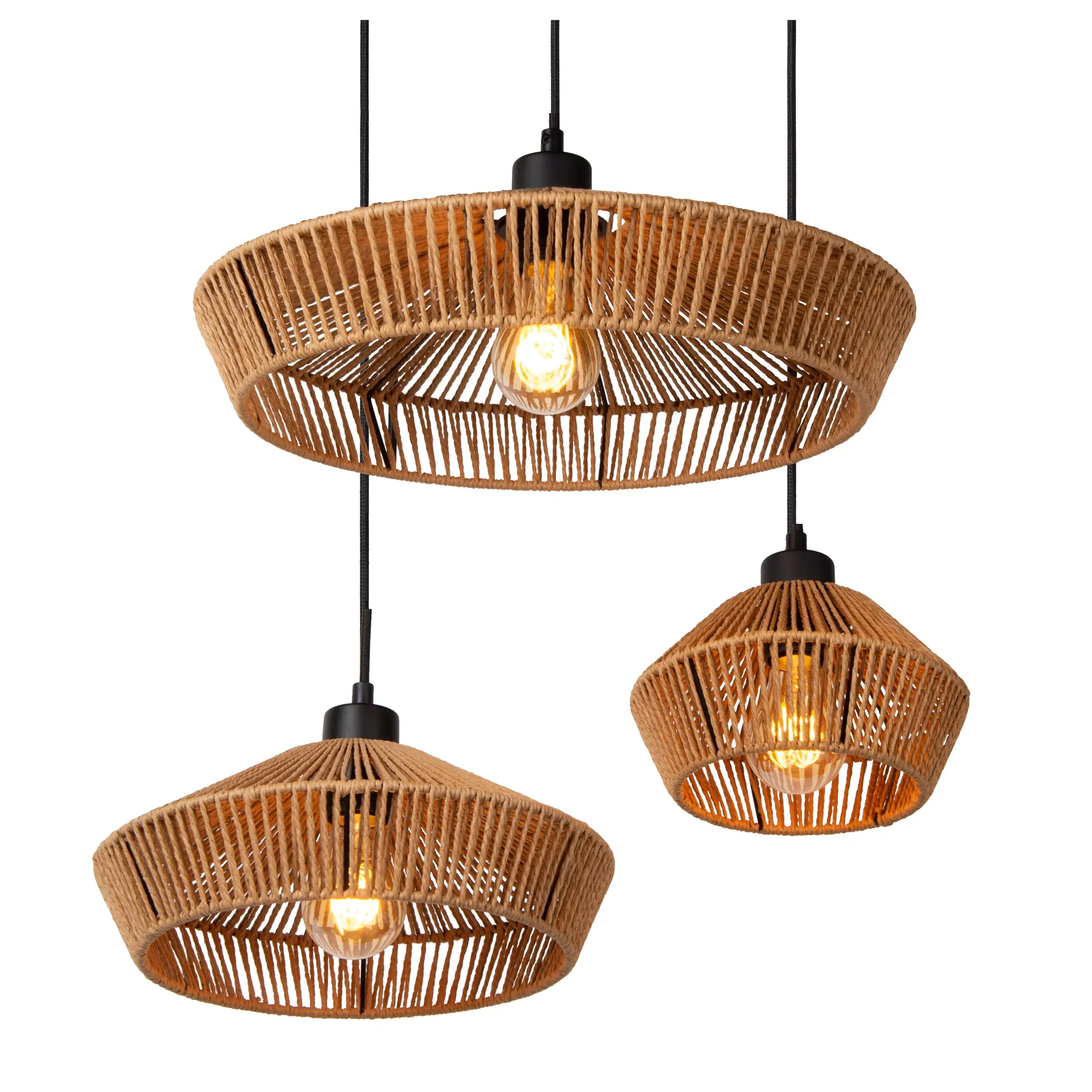 YUNKAI - Hanglamp - Ø 60 cm - 3xE27 - Naturel*Lucide Fashion