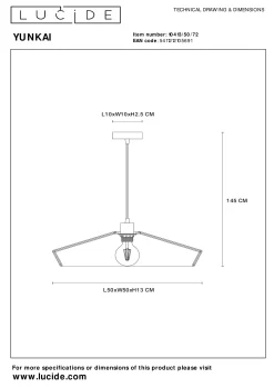 YUNKAI - Hanglamp - Ø 50 cm - 1xE27 - Naturel*Lucide Cheap