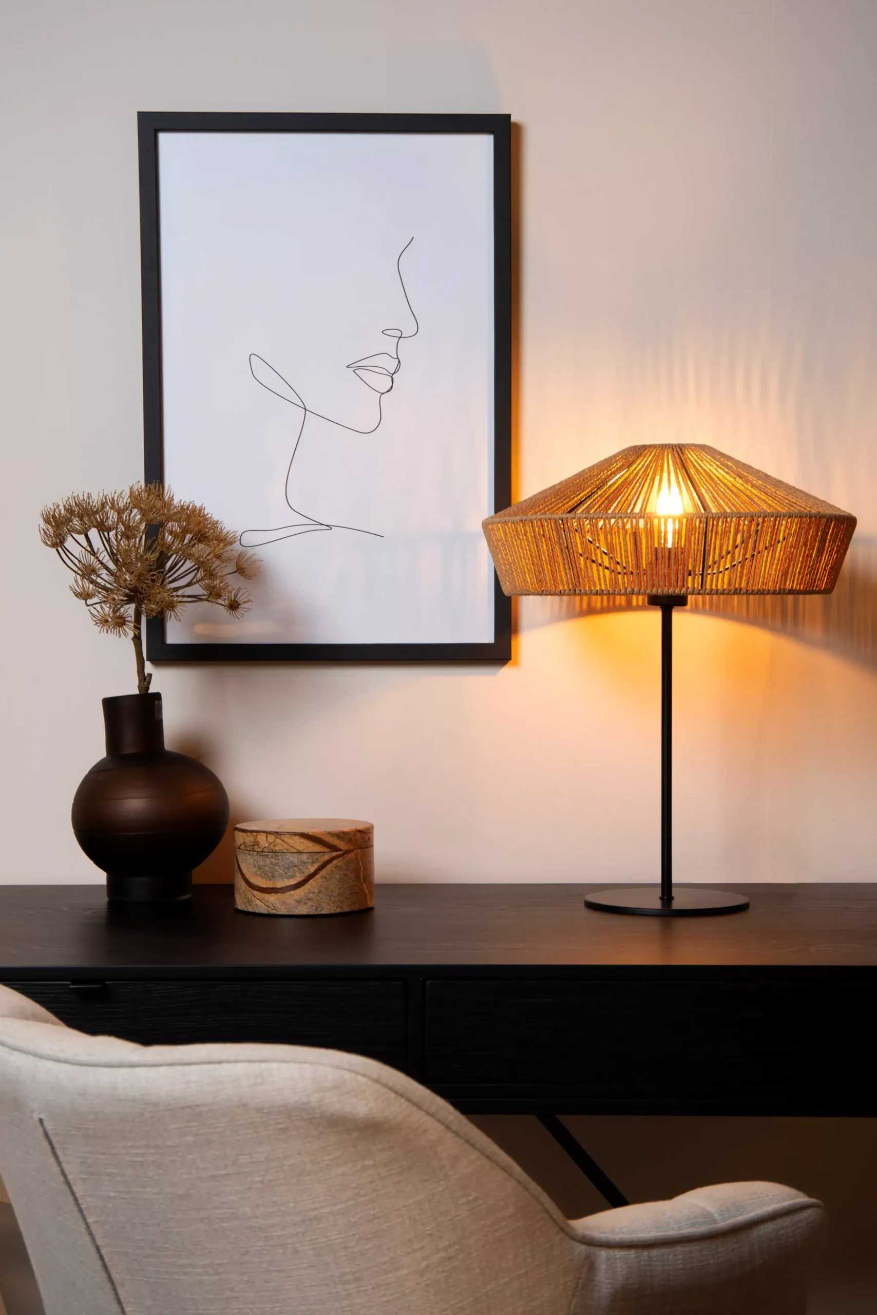 YUNKAI - Tafellamp - Ø 40 cm - 1xE27 - Naturel*Lucide Shop