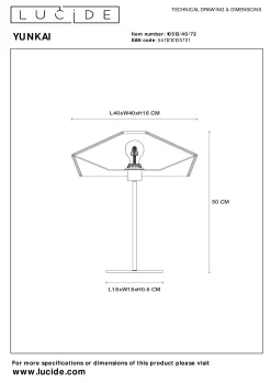 YUNKAI - Tafellamp - Ø 40 cm - 1xE27 - Naturel*Lucide Shop