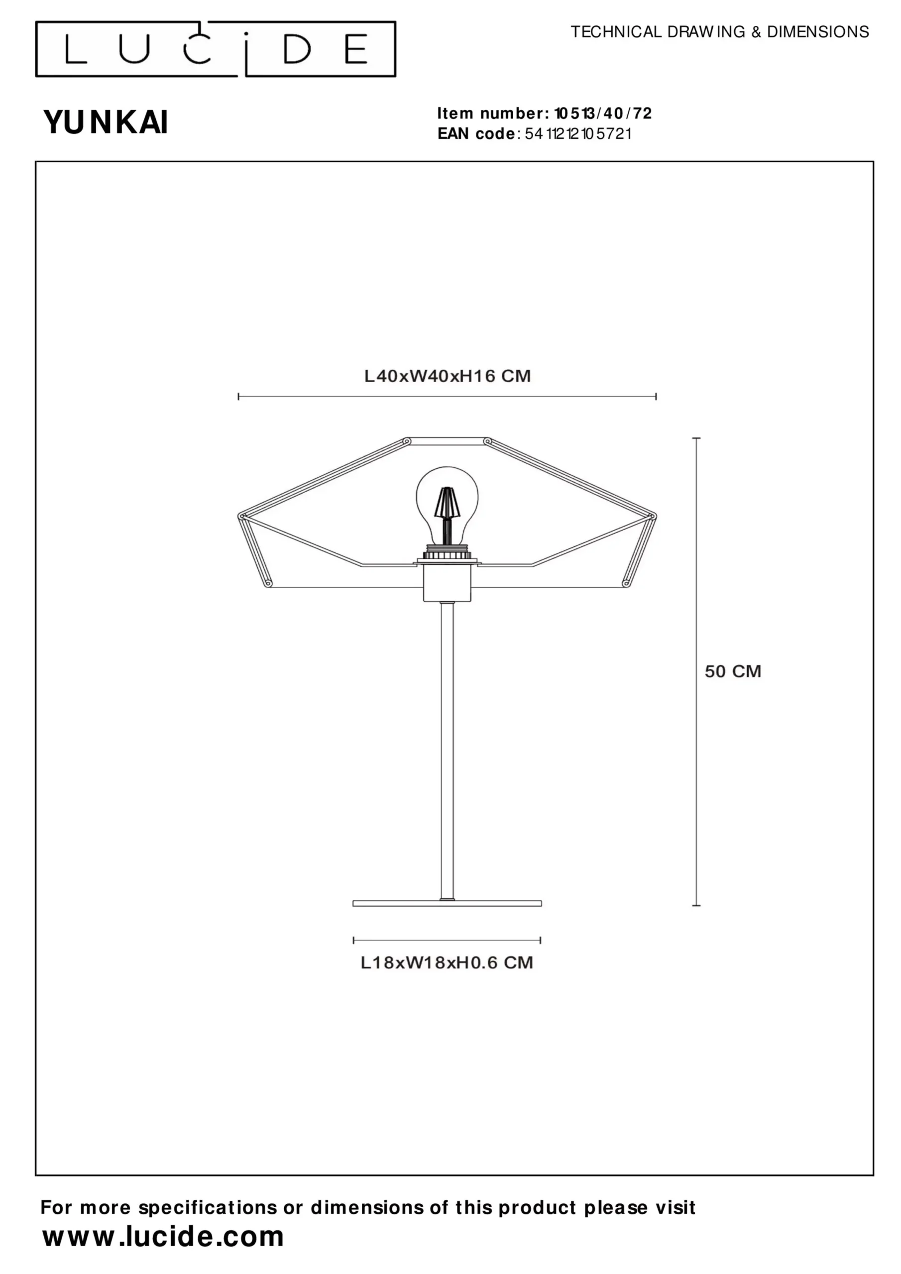 YUNKAI - Tafellamp - Ø 40 cm - 1xE27 - Naturel*Lucide Shop