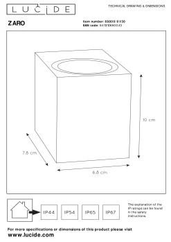 ZARO - Wandspot / Wandlamp Binnen/Buiten - 1xGU10 - IP44 - Zwart*Lucide Best Sale