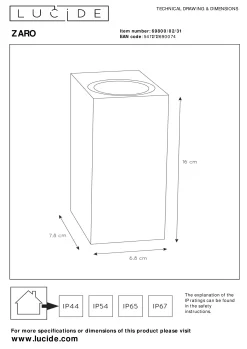 ZARO - Wandspot / Wandlamp Binnen/Buiten - 2xGU10 - IP44 - Wit*Lucide Clearance